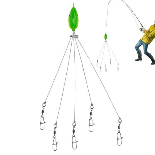 Nbbwwu Barsch-Angel-Rig-Kit, Regenschirm-Rigs für Barsch-Angeln,Angelausrüstung Group Attack Lure 5 Arme | Barsch-Angelköder, Angel-Rigs-Köder zum Angeln, realistisches 3D-Fischaugen-Design für Männer von Nbbwwu