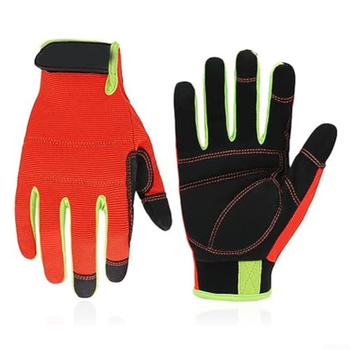 NbgrvB Stilvolle orange und schwarze Vollfinger-Handschuhe, Touchscreen-kompatibel, perfekt für Motorcross-Rennen, Größe L von NbgrvB