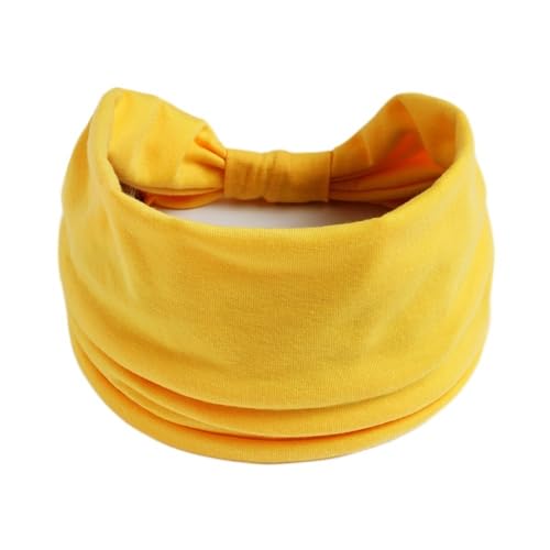 Einfarbig Breiter Rand Baumwolle Yoga Absorbiert Schweiß Frauen Mädchen Stirnband Kopfbedeckung Turban Verband Haar Zubehör Kopfbedeckung (Color : Yellow) von NbiKe