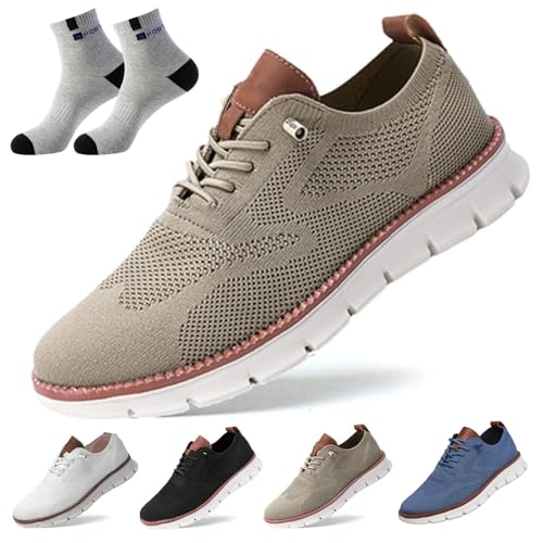 Nbzsmlkn Bequemer Orthopädischer Schuh „Blake“, Bequeme Schuhe Mit Atmungsaktiver Fußgewölbeunterstützung, Atmungsaktive Und Leichte Slip-On-Sneaker Aus Mesh Für Lässige Spaziergänge (Khaki,41) von Nbzsmlkn