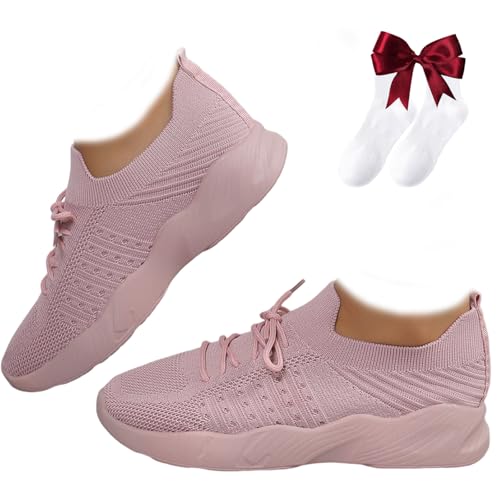 Nbzsmlkn Orthopädische Schuhe Von Fortunata Für Damen,Sneaker Mit Gepolsterter Fußgewölbeunterstützung,atmungsaktive,leichte,rutschfeste Schuhe Aus Mesh,Schnürschuhe,Laufschuhe,Tennisschuhe (Rosa,36) von Nbzsmlkn