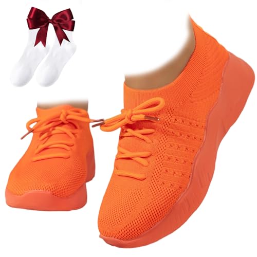 Orthopädische Schuhe Von Fortunata Für Damen,Sneaker Mit Gepolsterter Fußgewölbeunterstützung,atmungsaktive,leichte,rutschfeste Schuhe Aus Mesh,Schnürschuhe,Laufschuhe,Tennisschuhe (Orange,42) von Nbzsmlkn