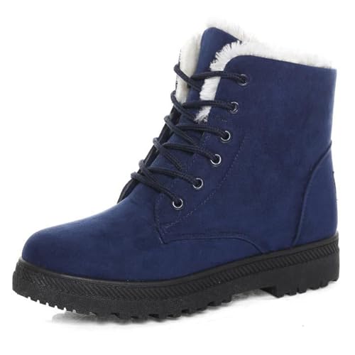 Warme Schneestiefel Für Damen,orthopädischer Wasserdichter Winterstiefel Für Damen Mit Fußgewölbeunterstützung,warme,pelzgefütterte Stiefeletten Mit Schnürung Und Wasserdichten Stiefeln (Blau,39) von Nbzsmlkn