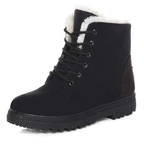 Warme Schneestiefel Für Damen,orthopädischer Wasserdichter Winterstiefel Für Damen Mit Fußgewölbeunterstützung,warme,pelzgefütterte Stiefeletten Mit Schnürung Und Wasserdichten Stiefeln (Schwarz,37) von Nbzsmlkn