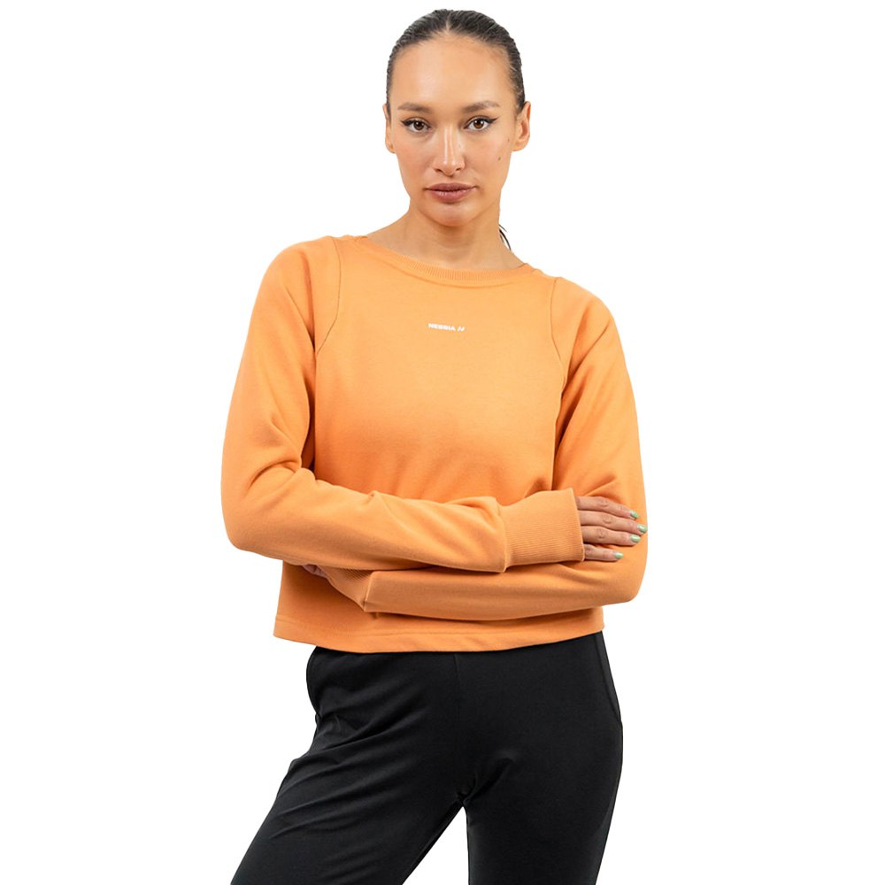 Nebbia Crop Crew Neck Gym Spirit Sweatshirt Orange XS Frau von Nebbia