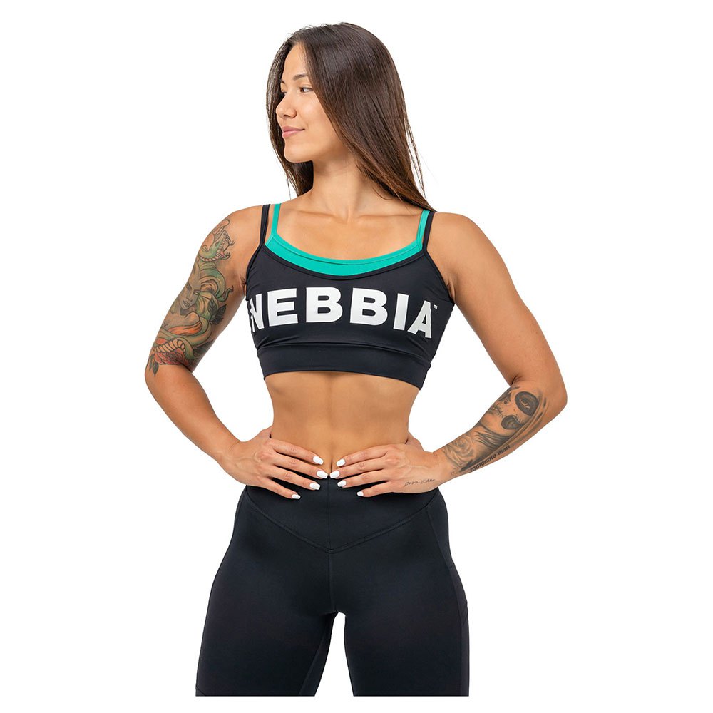 Nebbia Double Layer Flex Sports Top Low Support Schwarz M Frau von Nebbia