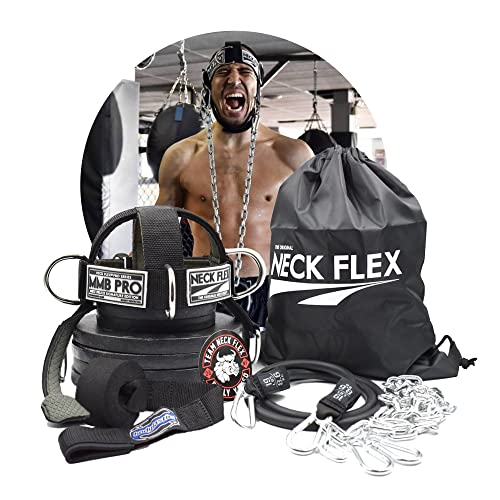 Neck Flex - MMB Pro Series Neck Muscle Trainer Kit, Functional Trainer & Neck Weight Lifting, Heavy Duty Head Harness Weight Belt with Chain, Neck Builder, Resistance Band & Door Anchor, Neck von Neck Flex