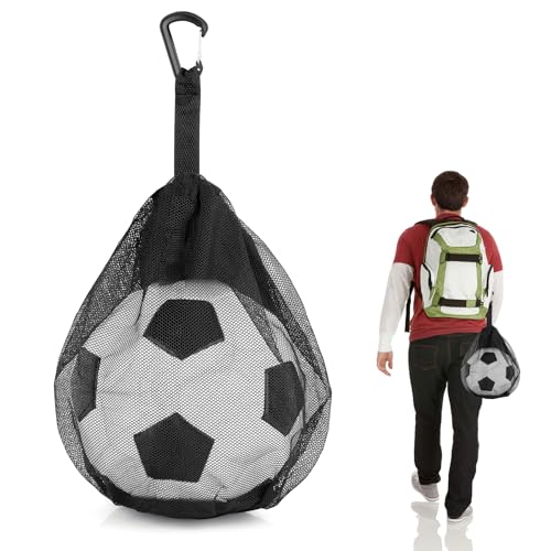 Neerow Ballnetz, Tragbare Ballsack, Ballnetz 1 Ball, Basketball Tasche, Basketball Netztasche, Balltasche mit Karabiner zum Tragen von Fußbällen, Basketbällen, Volleybällen und Strandspielzeug von Neerow