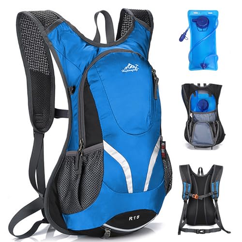 Neloheac Fahrradrucksack Wasserdicht mit Trinkflasche 2L, Trinkrucksack Laufen Komfort, Wander Tagesrucksack für MTB Radfahren, Laufen, Joggen von Neloheac