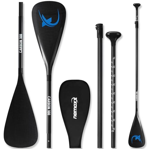 Nemaxx® NCP100 Carbon Paddel für Stand-up-Paddling 3-Teilig 100% Carbon – Sup Paddle mit Tasche größenverstellbar 173–217 cm – Extra Leicht 620 g – Sup Paddel auch als Kajak Paddel geeignet Nemaxx® NCP100 Carbon Paddel für Stand-up-Paddling 3-Teilig 100% Carbon – Sup Paddle mit Tasche größenverstellbar 173–217 cm – Extra Leicht 620 g – Sup Paddel auch als Kajak Paddel geeignet von Nemaxx