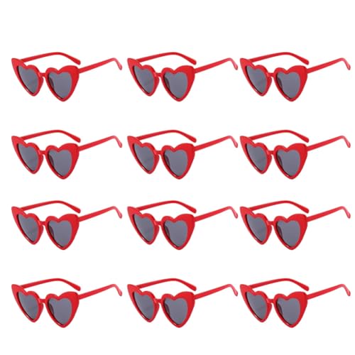 Nemeae Herzförmige Sonnenbrille für Hochzeiten, Junggesellenabschiede, Brille für Brautjungfern, Trauzeugen, Geschenke für Trauzeugen, Rot von Nemeae