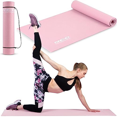 Neosport Flexible Gymnastikmatte - Rutschfeste Sportmatte - Leichte und Strapazierfähige Yogamatte - Wasserdichte Stretching-Matte - Kompakt, mit einer Tragekordel - 61x173x0,6cm - Rosa von Neo-Sport