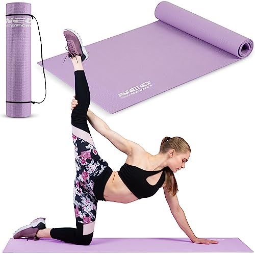 Neosport Flexible Gymnastikmatte - Rutschfeste Sportmatte - Leichte und Strapazierfähige Yogamatte - Wasserdichte Stretching-Matte - Kompakt, mit einer Tragekordel - 61x173x0,6cm - Violett von Neo-Sport