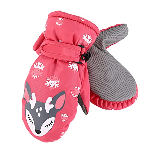 NerYuo Schneehandschuhe für Kinder 5-10 Jahre Jungen Mädchen Winterhandschuhe Verdickt Winterzeit Snowboard Winter Handschuhe Einfarbige Warm Winddichte Sport Skihandschuhe (Watermelon Red) von NerYuo