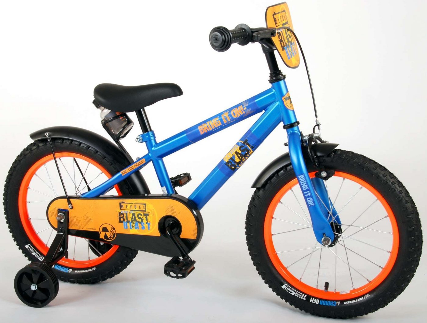 Nerf Kinderfahrrad Jungen - 16 Zoll - Satinblau - 85% zusammengebaut - bis 60 kg, Luftbereifung, Rücktrittbremse, 4 - 6 Jahre, Stahlfelgen von Nerf