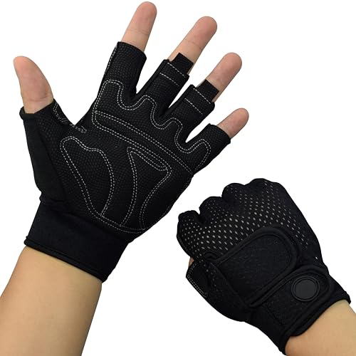 Nesirooh Fitness Handschuhe Herren Damen, Trainingshandschuhe für Gym, Krafttraining, Gewichtheben, Rudern, Radfahren (Schwarz, L) von Nesirooh