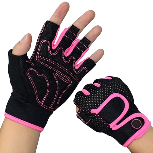 Nesirooh Fitness Handschuhe Herren Damen, Trainingshandschuhe für Gym, Krafttraining, Gewichtheben, Rudern, Radfahren (rosa, M) von Nesirooh