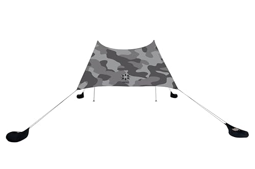 Neso Zelte, Strandzelt mit Sandanker, tragbarer Sonnenschutz, 2,1 x 2,1 m, patentierte verstärkte Ecken (graues Camo) von Neso