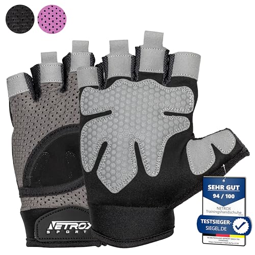 Netrox Trainings Handschuhe Fitness Handschuhe Sport Handschuhe Trainingshandschuhe Fitnesshandschuhe Sporthandschuhe Handschuh Home Zuhause Workout (grau, S) von Netrox