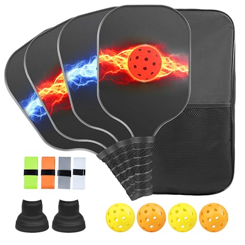 Neuradical Pickleball-Schläger, Glasfaseroberfläche Pickleball Racket Set mit 4 Rackets 4 Balls und 1 Tasche - Herren und Damen Indoor und Outdoor Pickleball Neuradical Pickleball-Schläger, Glasfaseroberfläche Pickleball Racket Set mit 4 Rackets 4 Balls und 1 Tasche - Herren und Damen Indoor und Outdoor Pickleball von Neuradical