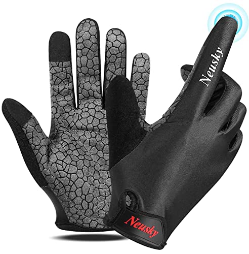 Neusky Sommer Fahrradhandschuhe Touchscreen Vollfinger MTB Handschuhe für Damen & Herren, Radsporthandschuhe Mountainbike Handschuhe Trainingshandschuhe (Schwarz-Pro, XL) von Neusky