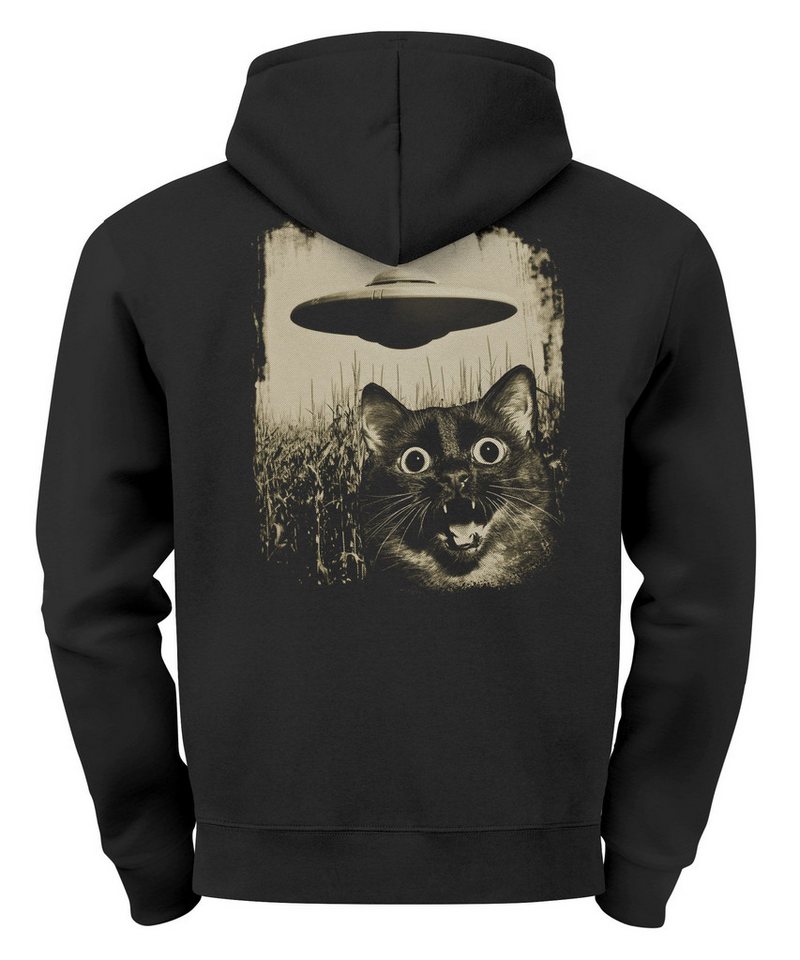 Neverless Hoodie Hoodie Backprint Herren UFO Katze Alien Rückenaufdruck Motiv Neverless Hoodie Hoodie Backprint Herren UFO Katze Alien Rückenaufdruck Motiv von Neverless