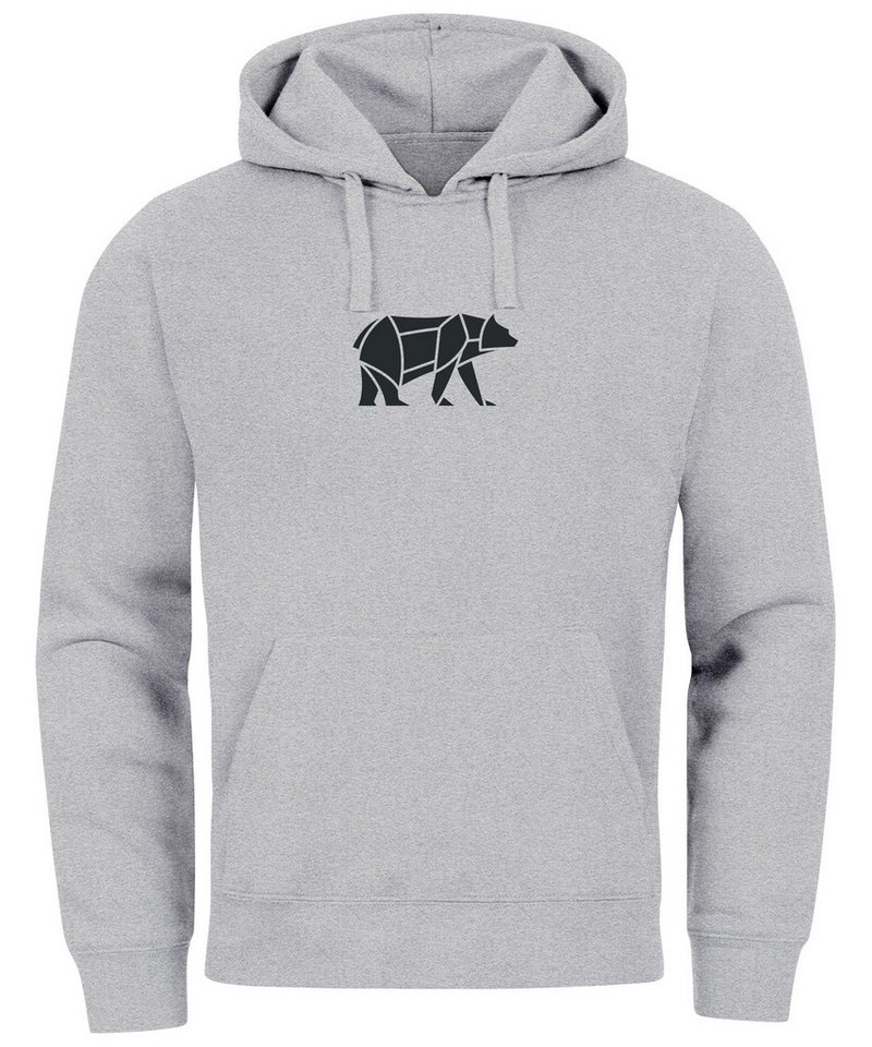 Neverless Hoodie Hoodie Herren Aufdruck Polygon Design Print Bär Bear Tiermotiv Outdoor von Neverless