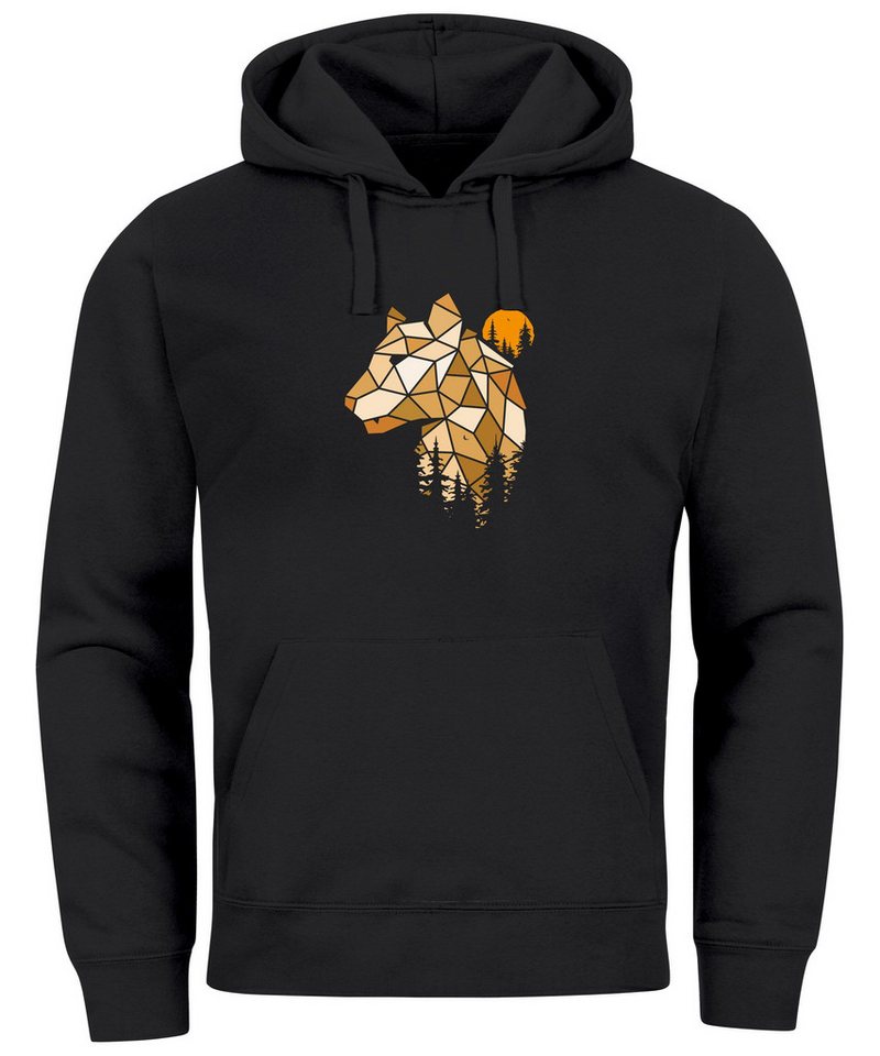 Neverless Hoodie Hoodie Herren Fashion Polygon Print Luchs Wald Tiere Outdoor Motiv Auf von Neverless