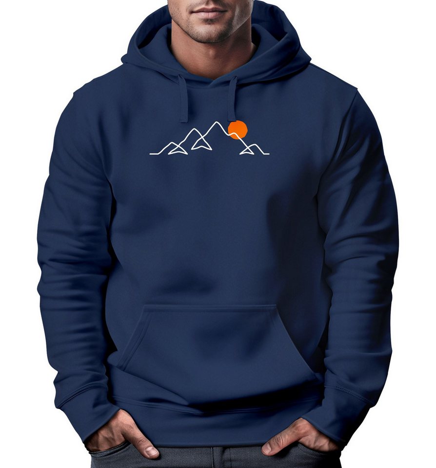 Neverless Hoodie Hoodie Herren Frontprint Line-Art Berge Wandern Natur Outdoor Fashion Neverless Hoodie Hoodie Herren Frontprint Line-Art Berge Wandern Natur Outdoor Fashion von Neverless