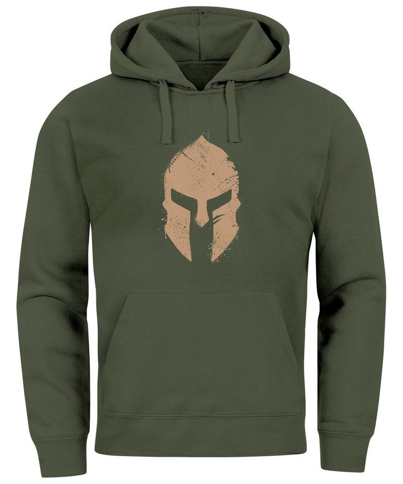 Neverless Hoodie Hoodie Herren Print Sparta-Helm Aufdruck Gladiator Krieger Warrior Spa von Neverless