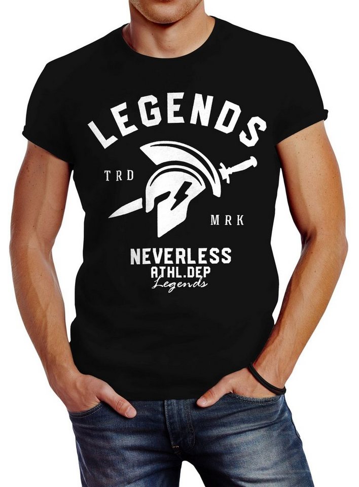 Neverless Print-Shirt Cooles Herren T-Shirt Legends Sparta Gladiator Gym Athletics Sport Fitness Neverless® mit Print von Neverless