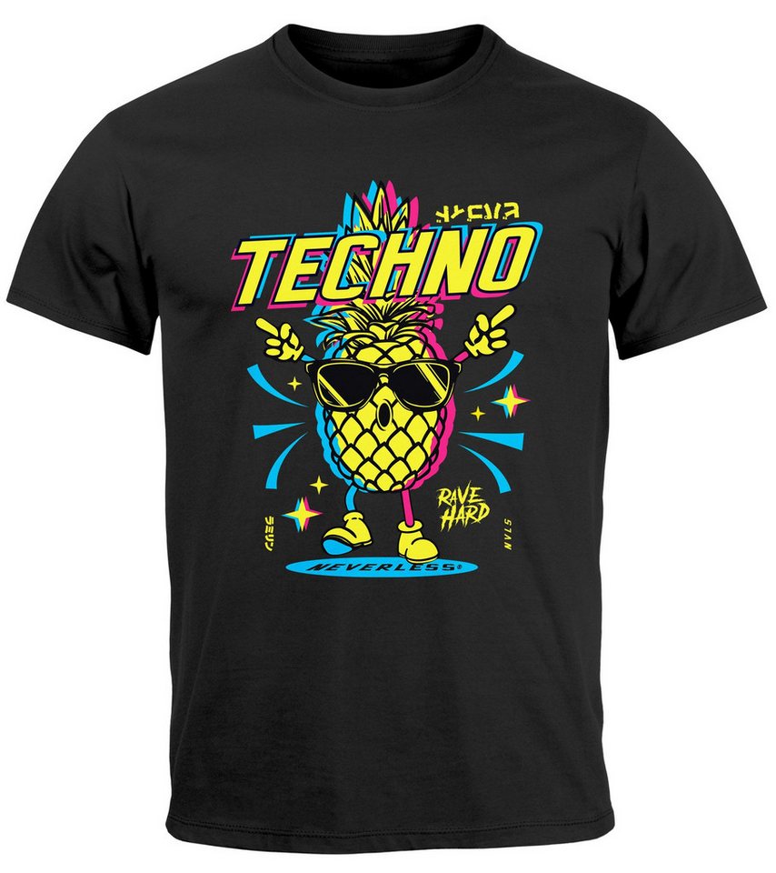 Neverless Print-Shirt Herren T-Shirt Shirt Techno Tanzen Lustig Ananas Rave Party mit Print Neverless Print-Shirt Herren T-Shirt Shirt Techno Tanzen Lustig Ananas Rave Party mit Print von Neverless