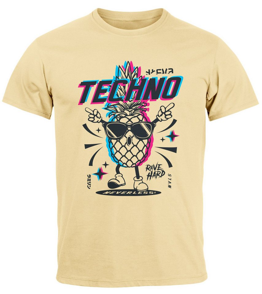 Neverless Print-Shirt Herren T-Shirt Shirt Techno Tanzen Lustig Ananas Rave Party mit Print Neverless Print-Shirt Herren T-Shirt Shirt Techno Tanzen Lustig Ananas Rave Party mit Print von Neverless