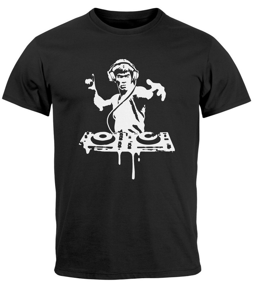 Neverless Print-Shirt Herren T-Shirt Techno DJ Bruce Lee Parodie Printshirt Tanzen mit Print Neverless Print-Shirt Herren T-Shirt Techno DJ Bruce Lee Parodie Printshirt Tanzen mit Print von Neverless