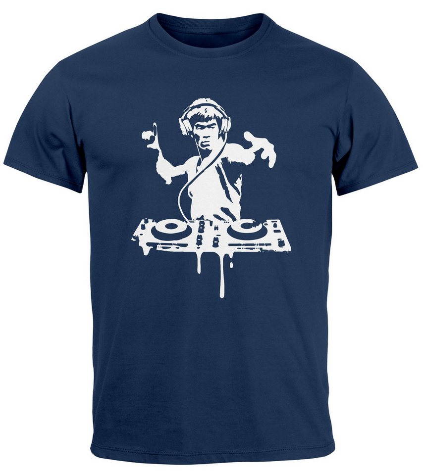 Neverless Print-Shirt Herren T-Shirt Techno DJ Bruce Lee Parodie Printshirt Tanzen mit Print Neverless Print-Shirt Herren T-Shirt Techno DJ Bruce Lee Parodie Printshirt Tanzen mit Print von Neverless