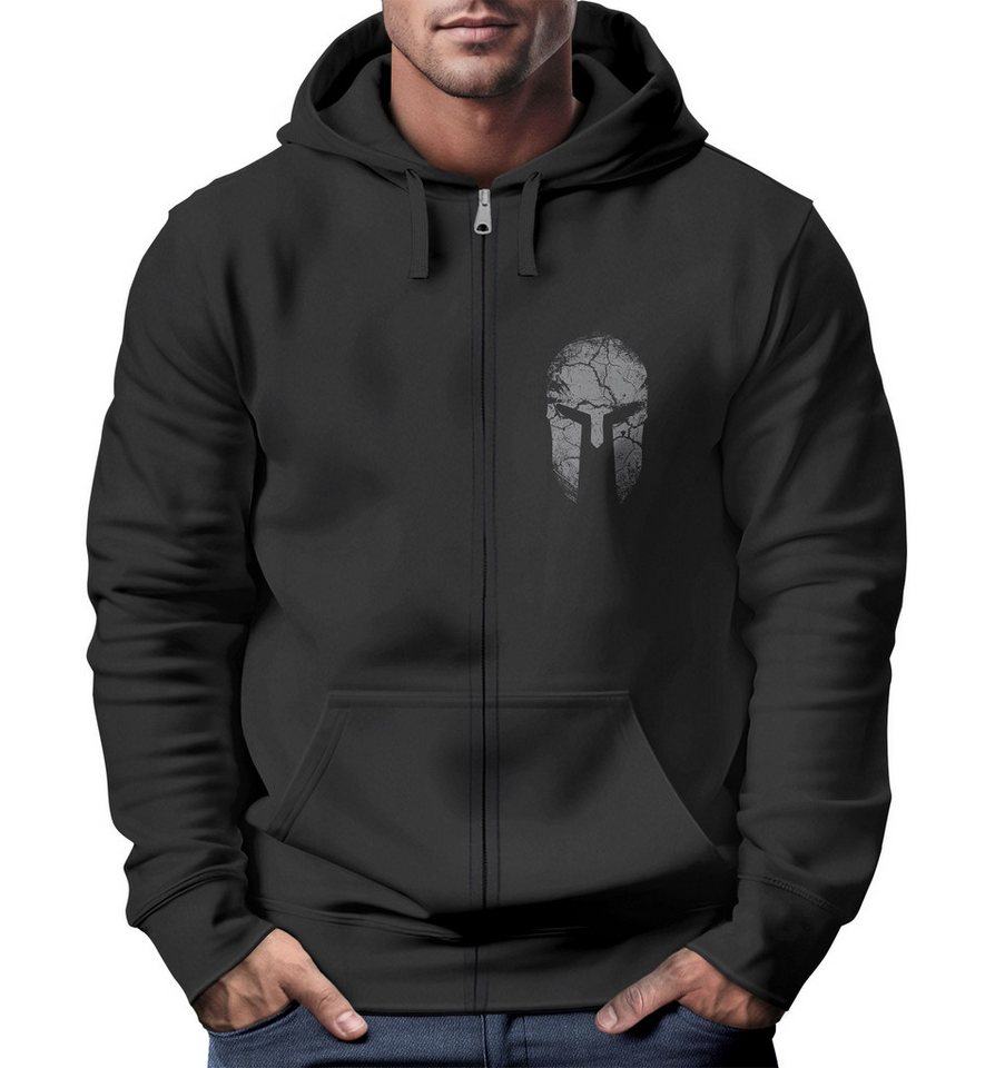 Neverless Sweatjacke Zip-Hoodie Herren Sparta Sweatjacke Kapuze Print Aufdruck Motiv Zipjac von Neverless