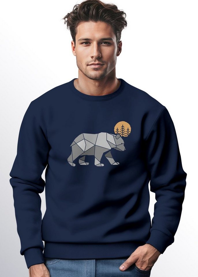Neverless Sweatshirt Neverless® Sweatshirt Polygon Bär Mond Outdoor Wandern Natur Print Au von Neverless