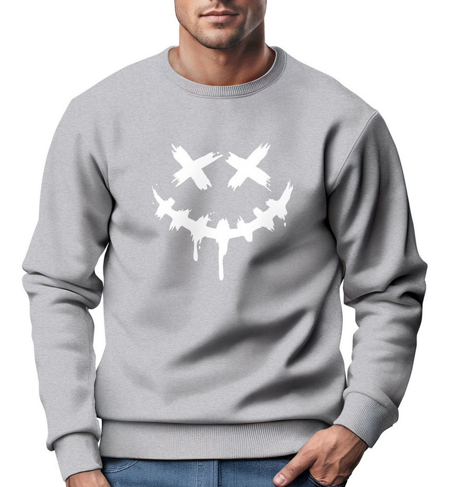 Neverless Sweatshirt Sweatshirt Herren Drip Face Techwear Fashion Streetstyle Smiling Face von Neverless