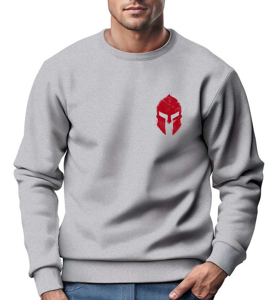 Neverless Sweatshirt Sweatshirt Herren Logo Print Sparta-Helm Spartaner Gladiator Krieger W von Neverless