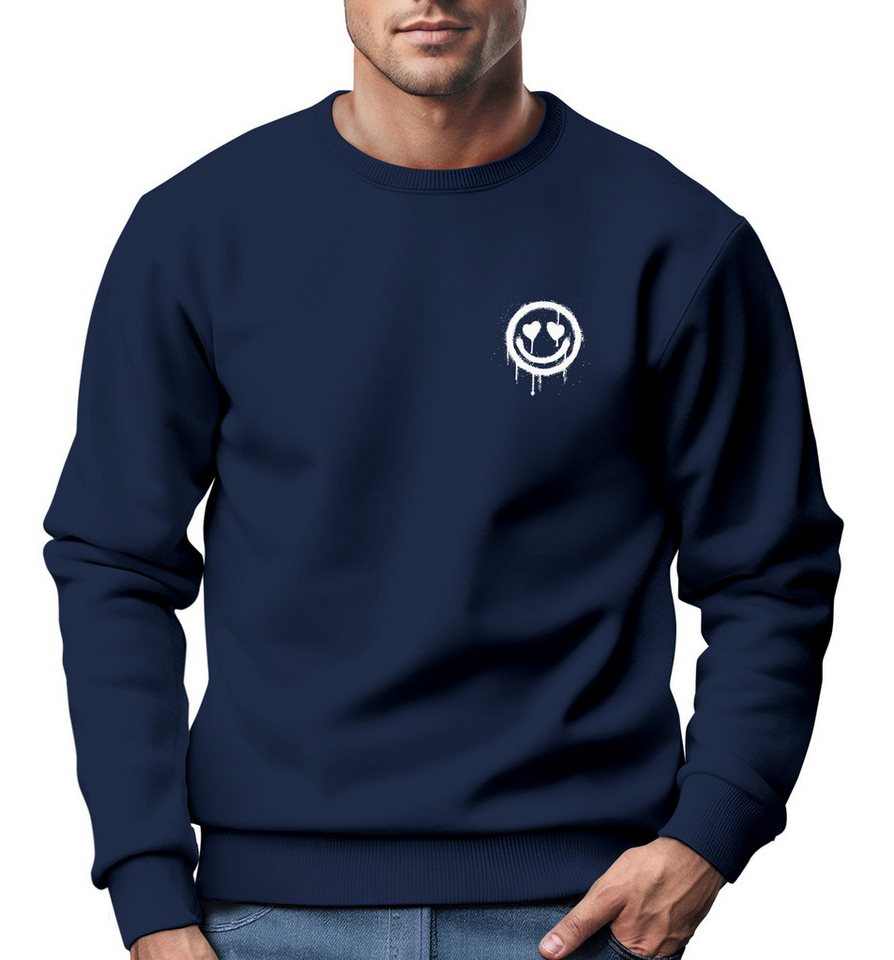 Neverless Sweatshirt Sweatshirt Herren Motiv Drip Face Drippy Smile Herz-Augen Lächeln Graf von Neverless