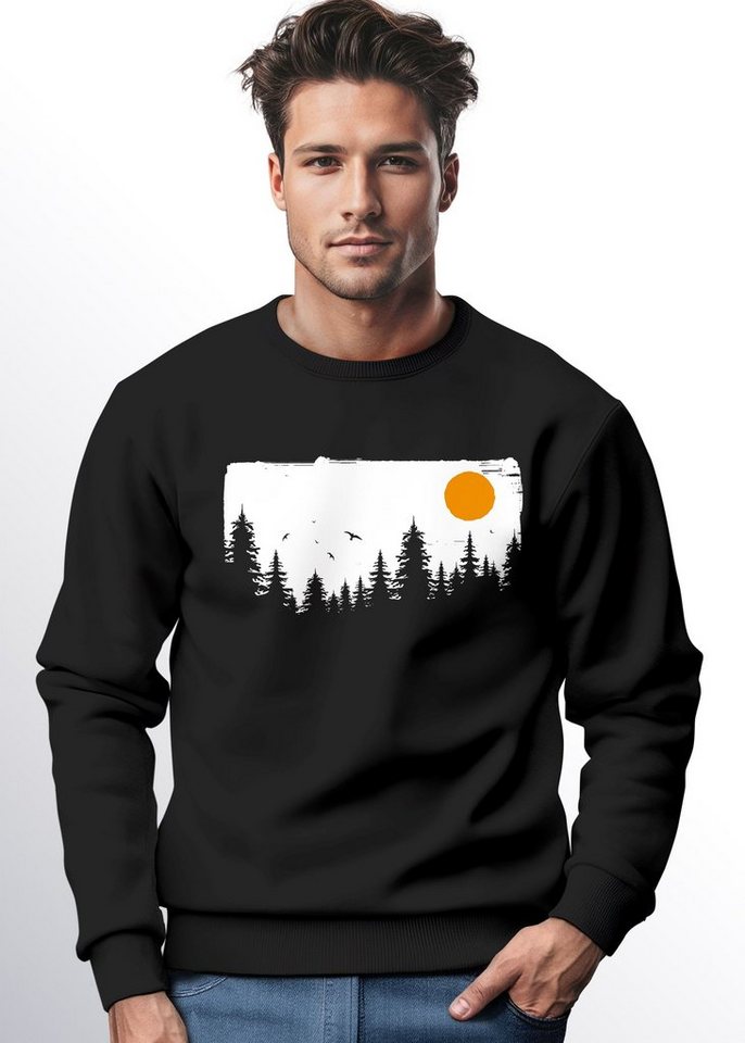 Neverless Sweatshirt Sweatshirt Herren Wald Bäume Outdoor Adventure Abenteuer Natur Rundhal von Neverless