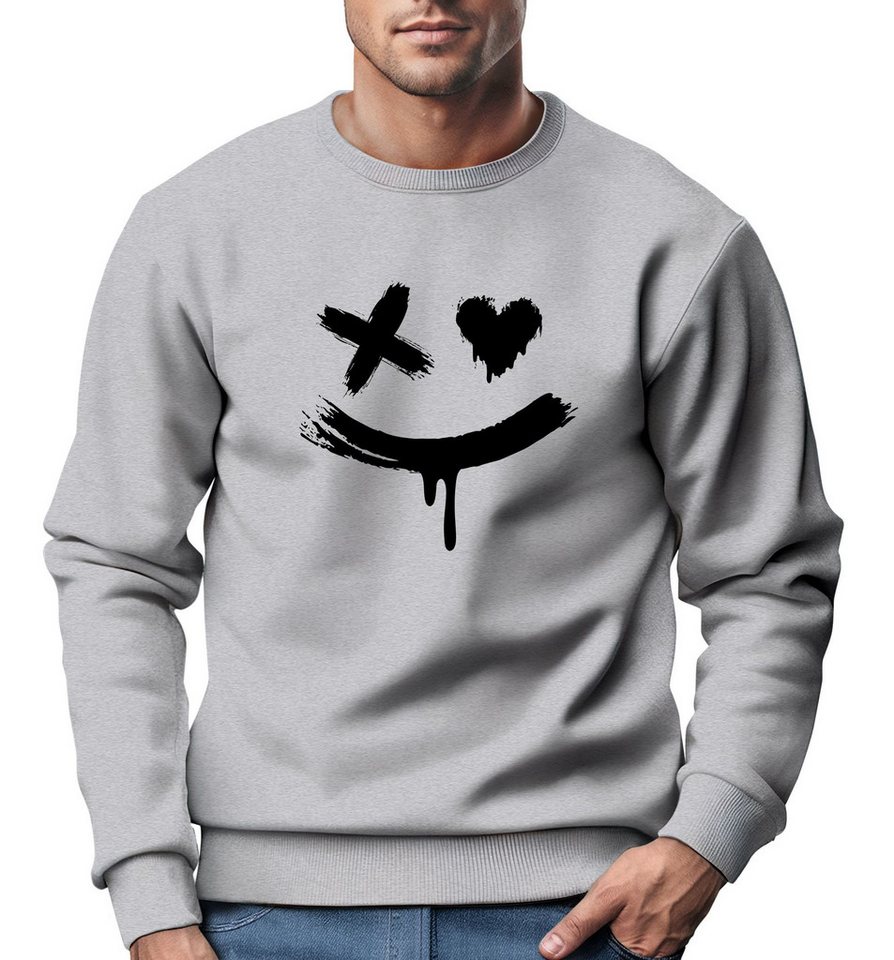 Neverless Sweatshirt Sweatshirt Herren mit Aufdruck Motiv Smile Print Rundhals-Pullover Neverless Sweatshirt Sweatshirt Herren mit Aufdruck Motiv Smile Print Rundhals-Pullover von Neverless