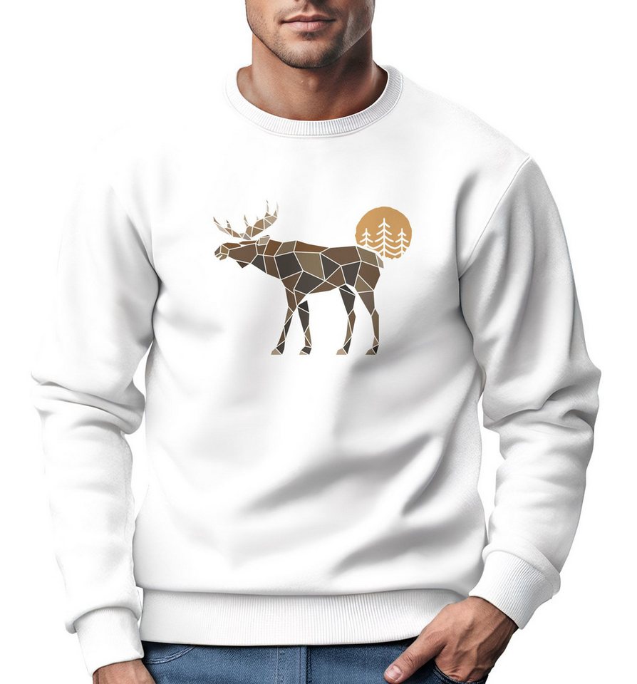Neverless Sweatshirt Sweatshirt Herren mit Aufdruck Polygon Elch Outdoor Motive Wandern Neverless Sweatshirt Sweatshirt Herren mit Aufdruck Polygon Elch Outdoor Motive Wandern von Neverless