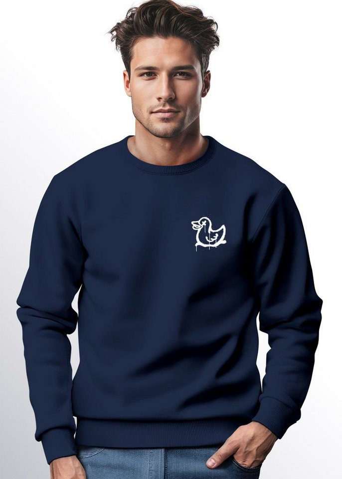 Neverless Sweatshirt Sweatshirt Herren rint Aufdruck Motiv Ente Graffity Rundhals-Pullover von Neverless