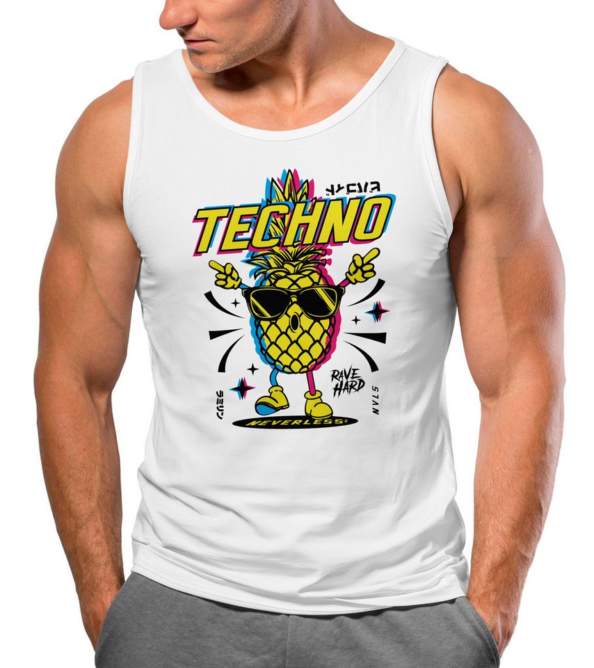 Neverless Tanktop Herren Tank-Top Techno Tanzen Lustig Ananas Rave Party Printshirt mit Print Neverless Tanktop Herren Tank-Top Techno Tanzen Lustig Ananas Rave Party Printshirt mit Print von Neverless