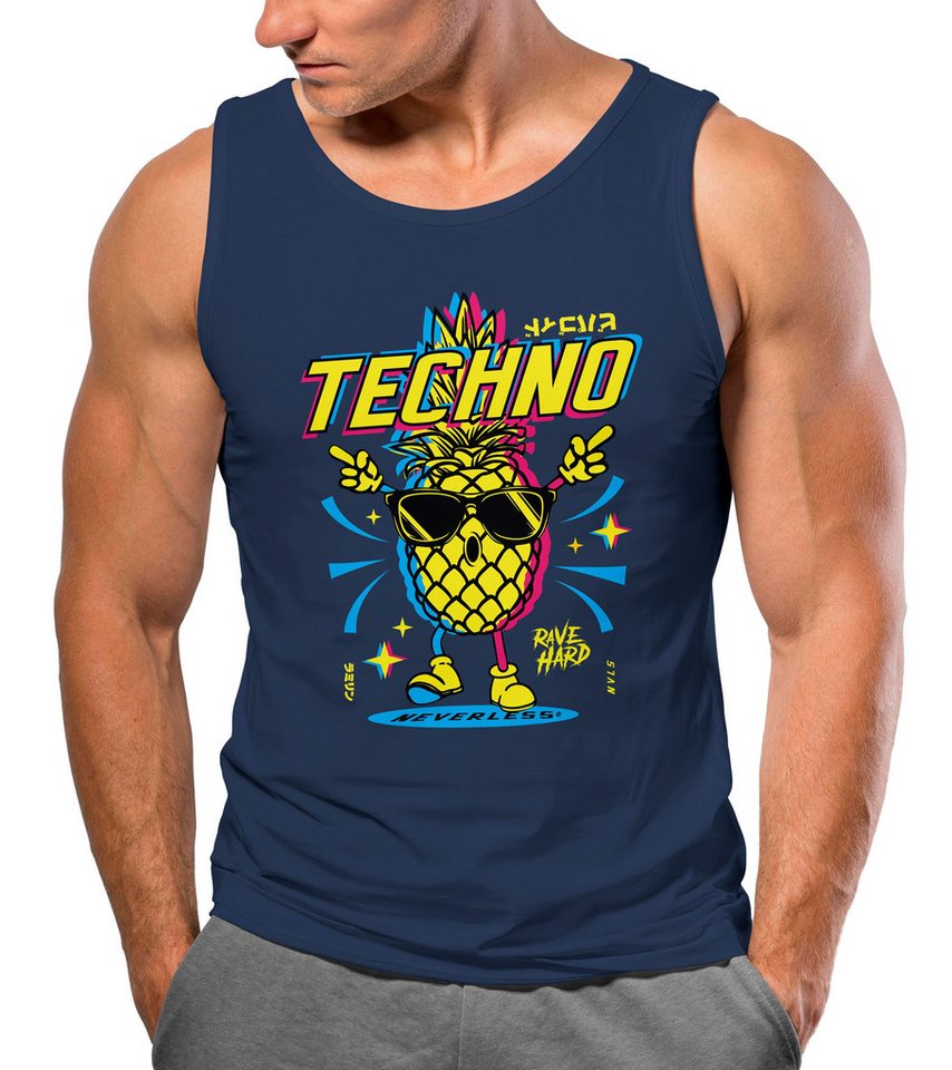 Neverless Tanktop Herren Tank-Top Techno Tanzen Lustig Ananas Rave Party Printshirt mit Print Neverless Tanktop Herren Tank-Top Techno Tanzen Lustig Ananas Rave Party Printshirt mit Print von Neverless