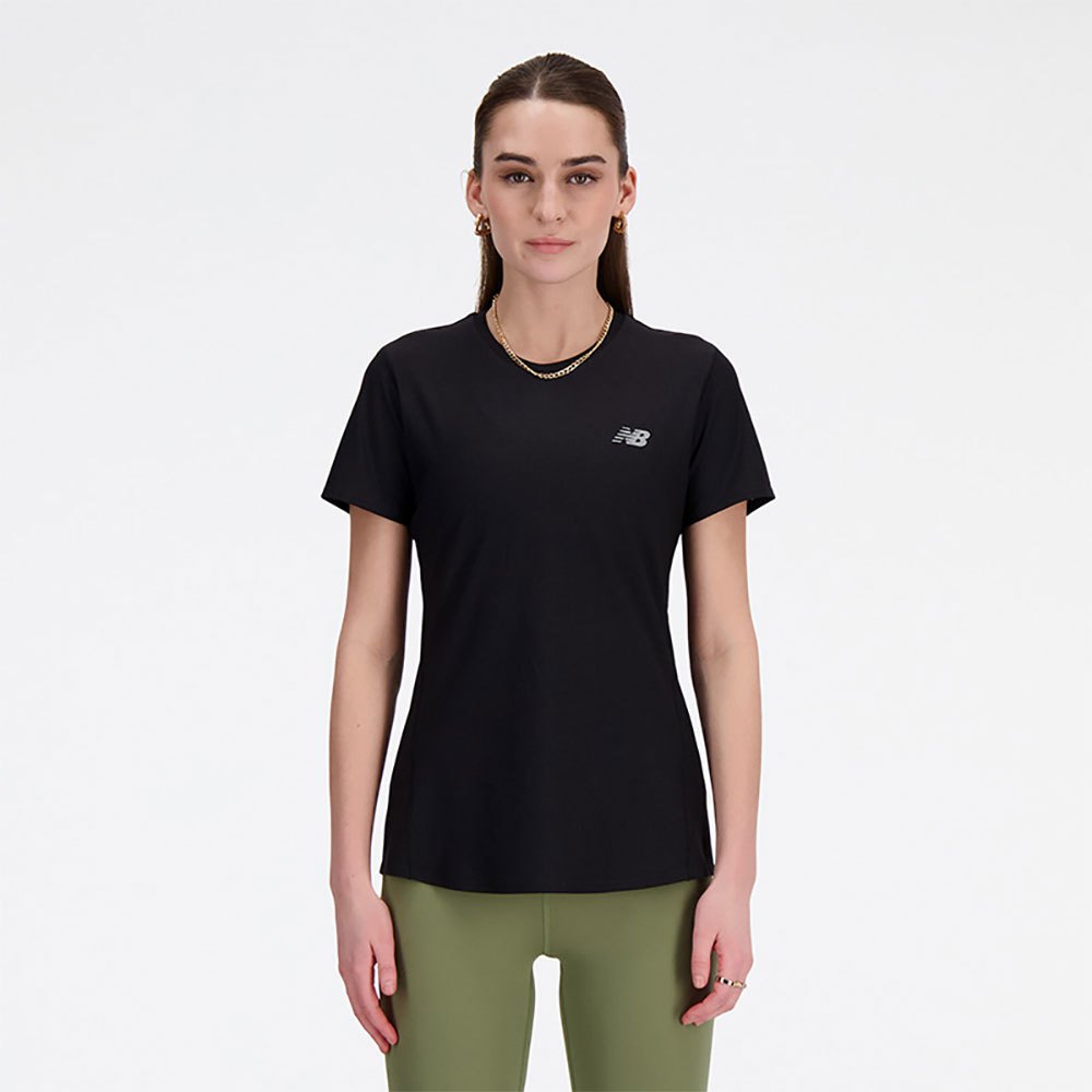 New Balance Jacquard Slim Short Sleeve T-shirt Schwarz XS Frau von New Balance