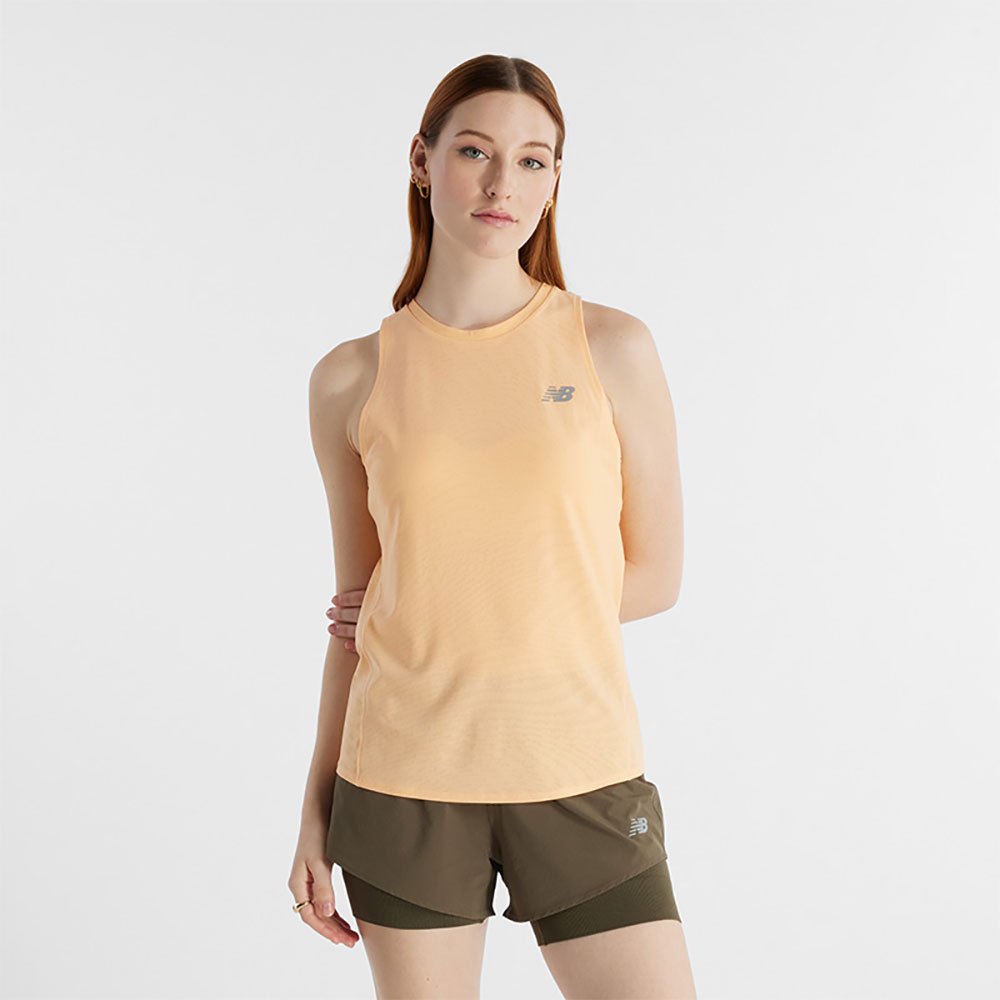 New Balance Jacquard Slim Sleeveless T-shirt Beige XS Frau von New Balance