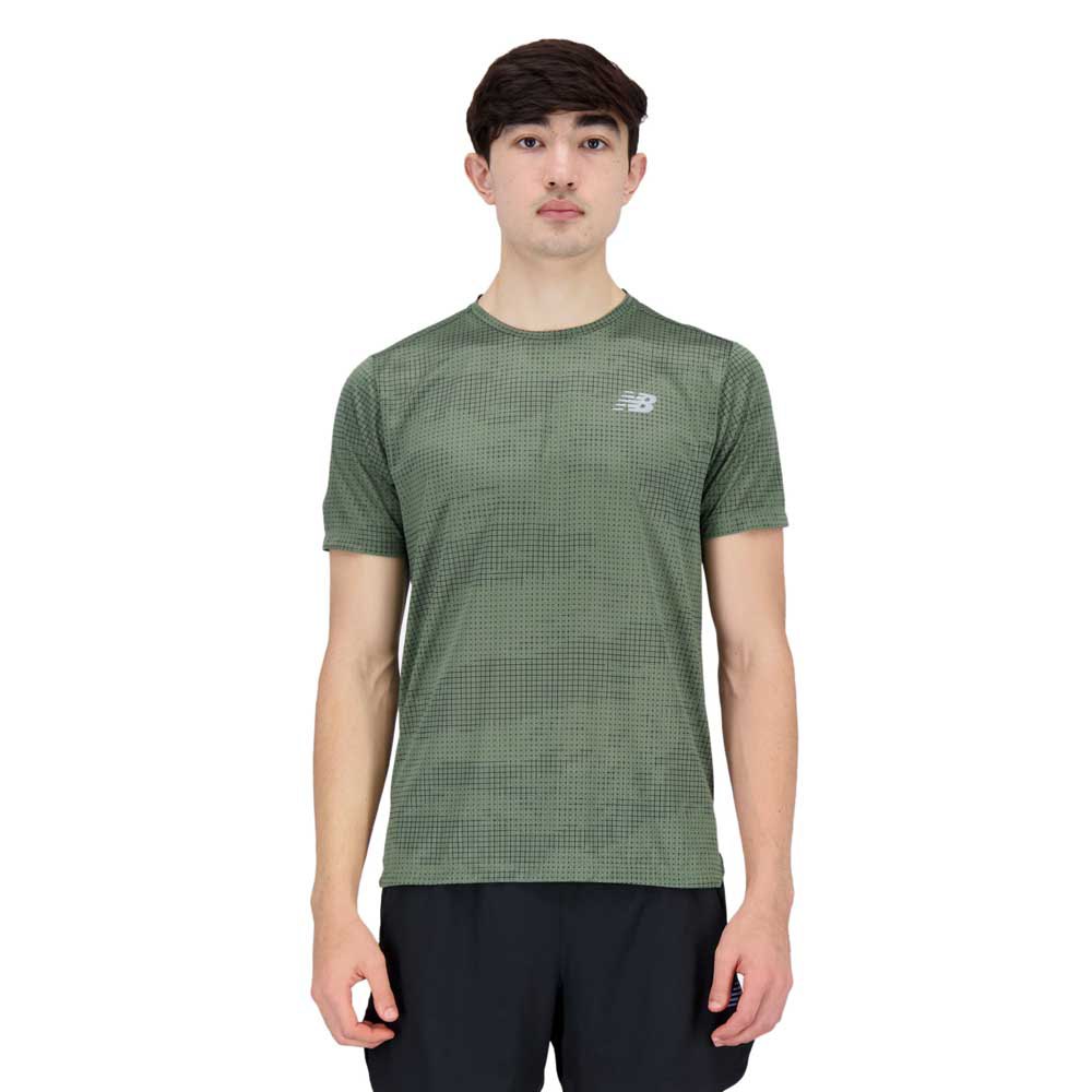 New Balance Printed Impact Short Sleeve T-shirt Grün XL Mann von New Balance