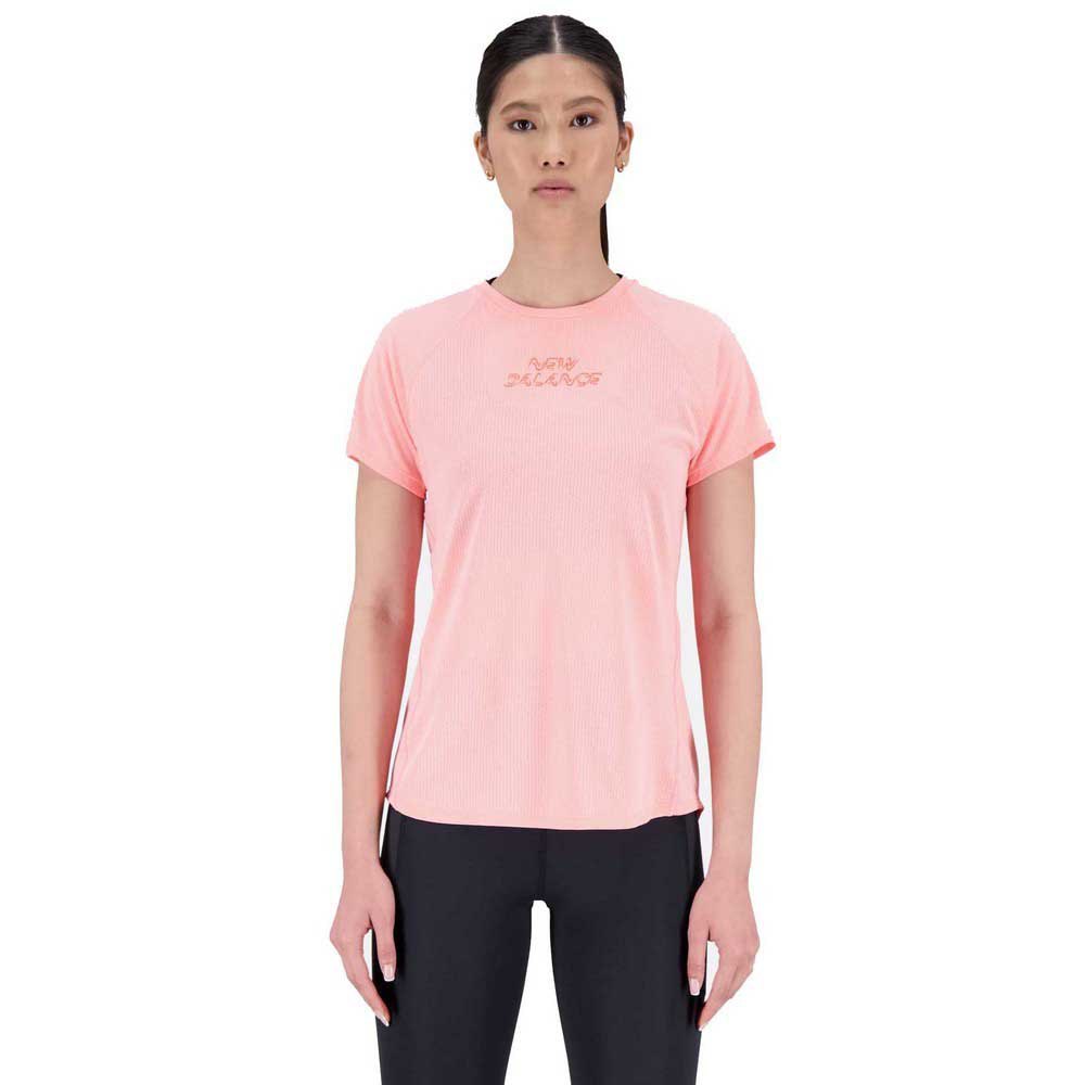 New Balance Printed Impact Short Sleeve T-shirt Rosa XS Frau von New Balance